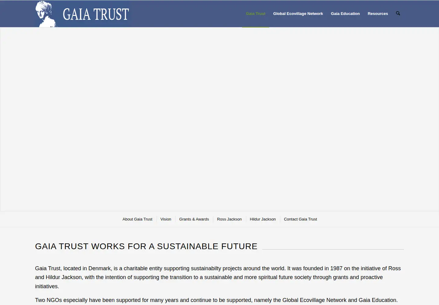 Captured homepage of gaia.org in the current scan