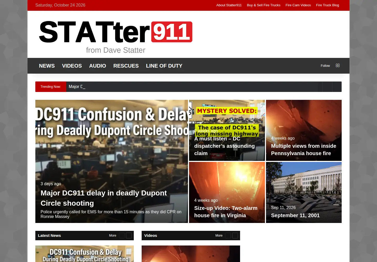 Captured homepage of statter911.com in the current scan