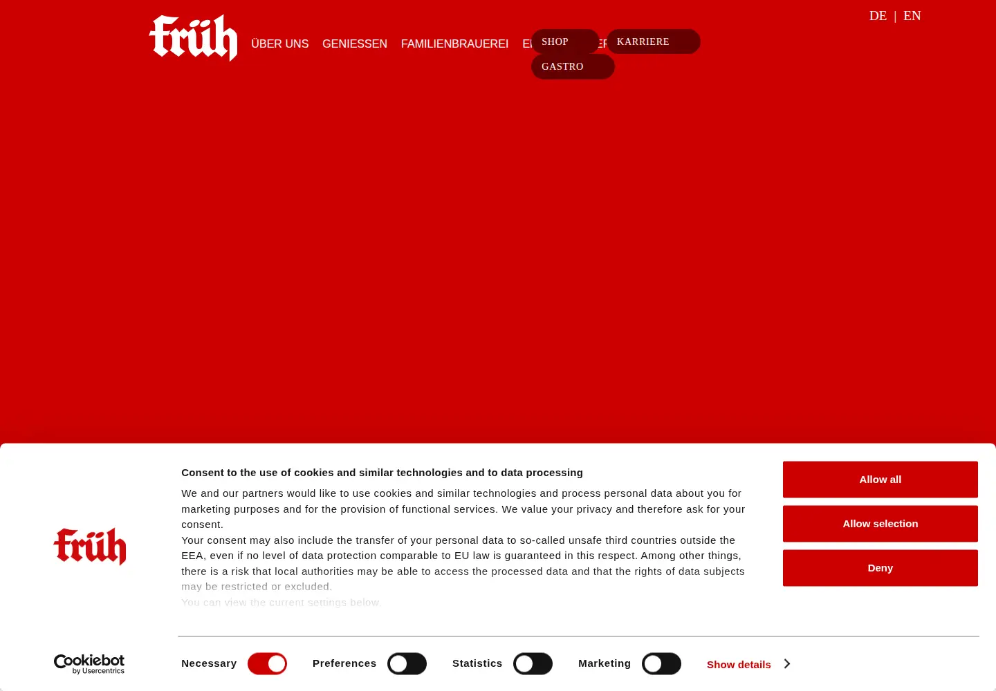 Captured homepage of frueh.de in the current scan