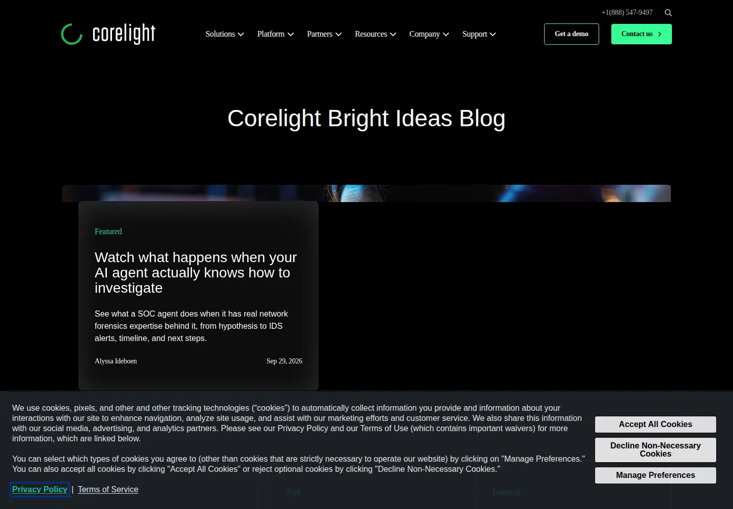 Screenshot of corelight.blog