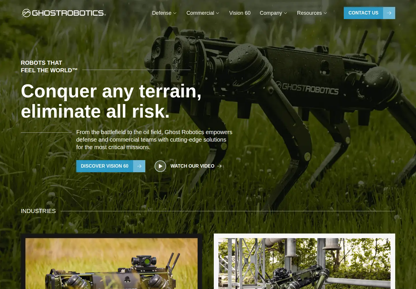 Captured homepage of ghostrobotics.io in the current scan
