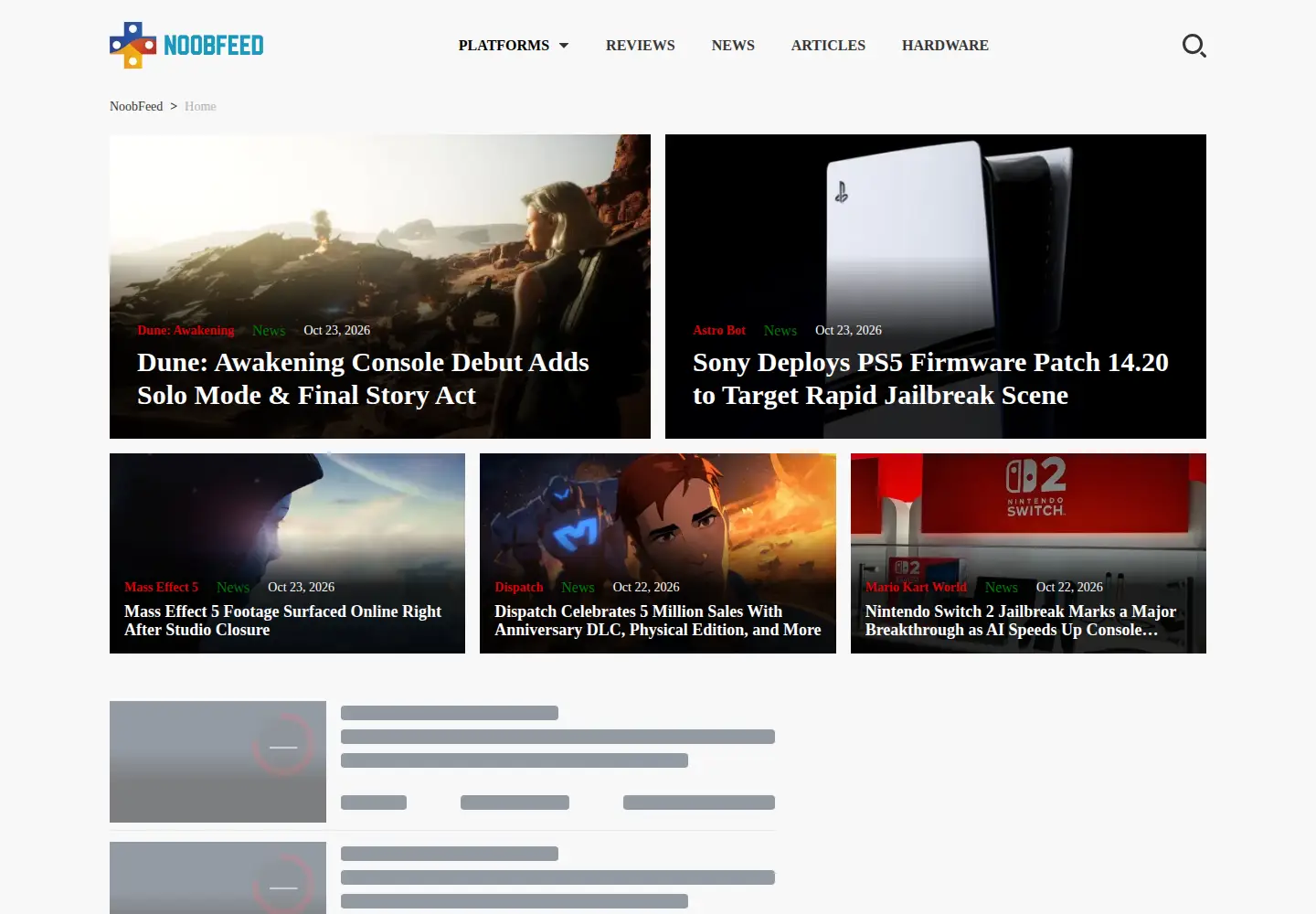 Screenshot of noobfeed.com