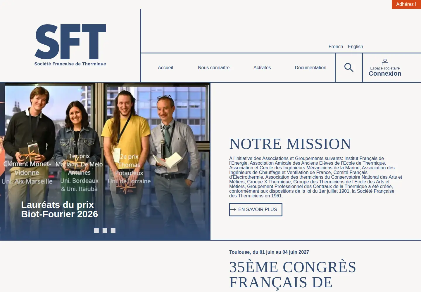 Captured homepage of sft.asso.fr in the current scan