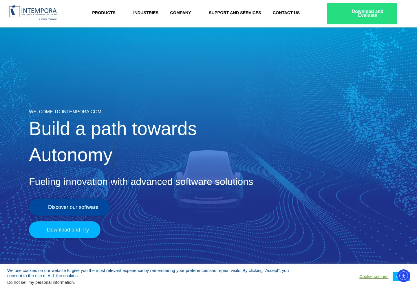 Captured homepage of intempora.com in the current scan