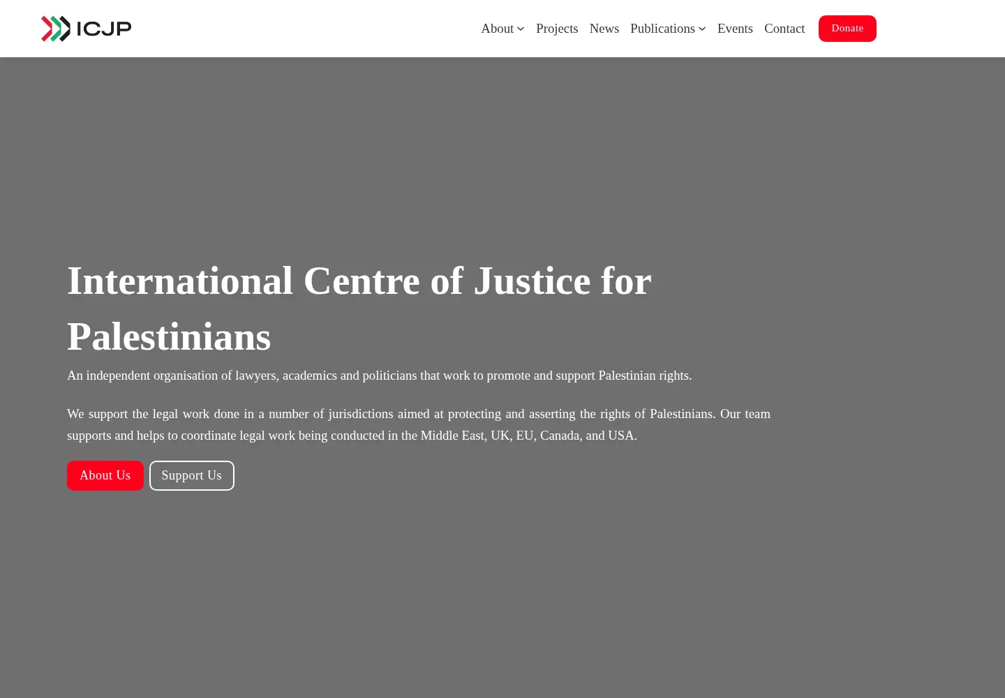 Captured homepage of icjpalestine.com in the current scan