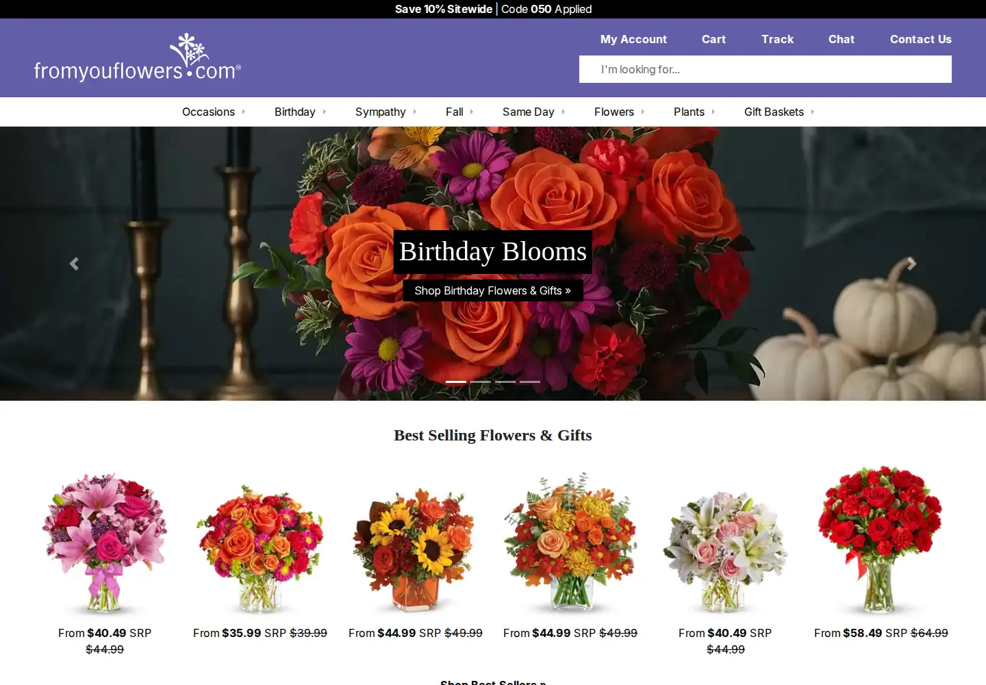 Captured homepage of fromyouflowers.com in the current scan