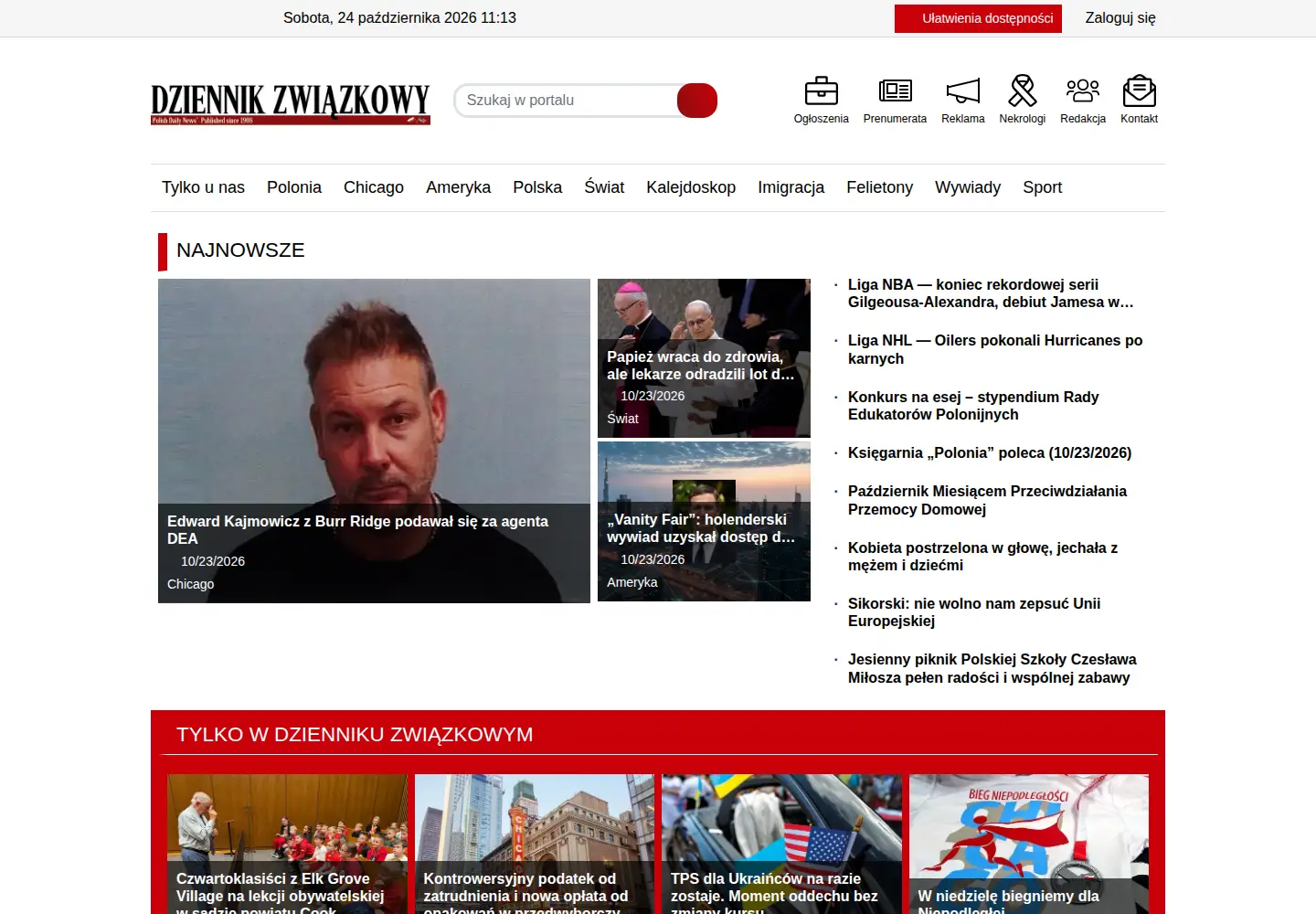 Captured homepage of dziennikzwiazkowy.com in the current scan