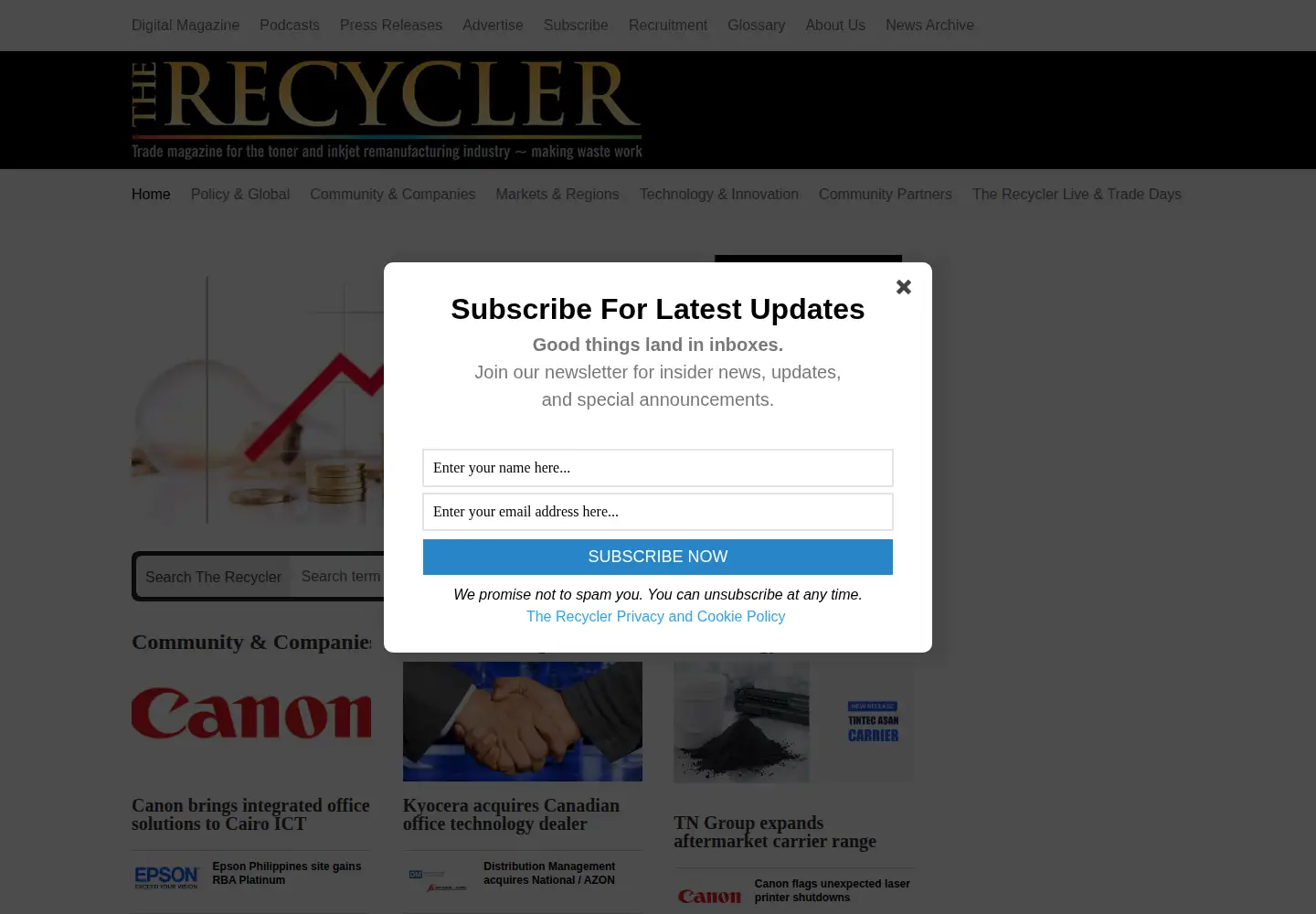 Screenshot of therecycler.com
