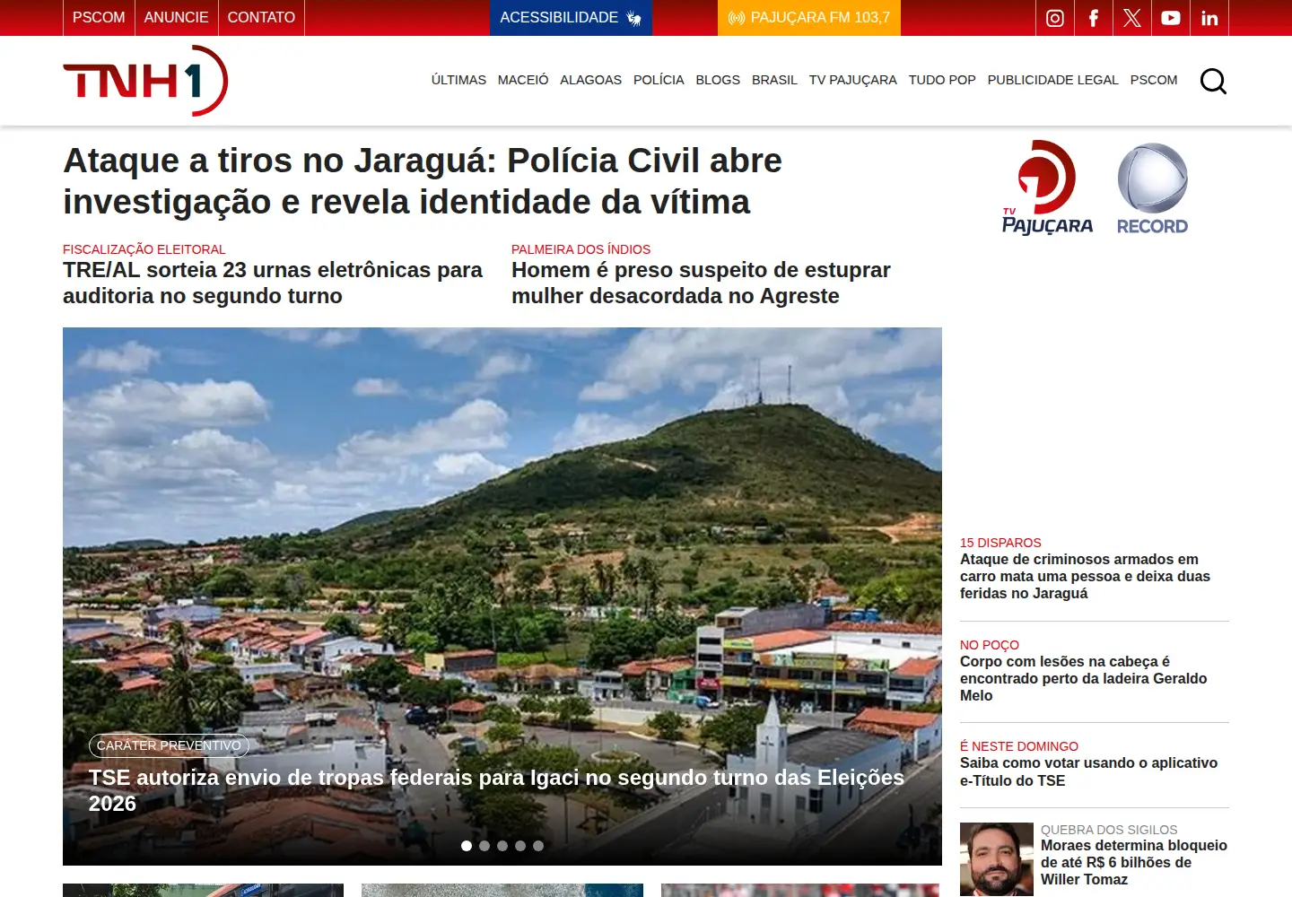 Captured homepage of tnh1.com.br in the current scan