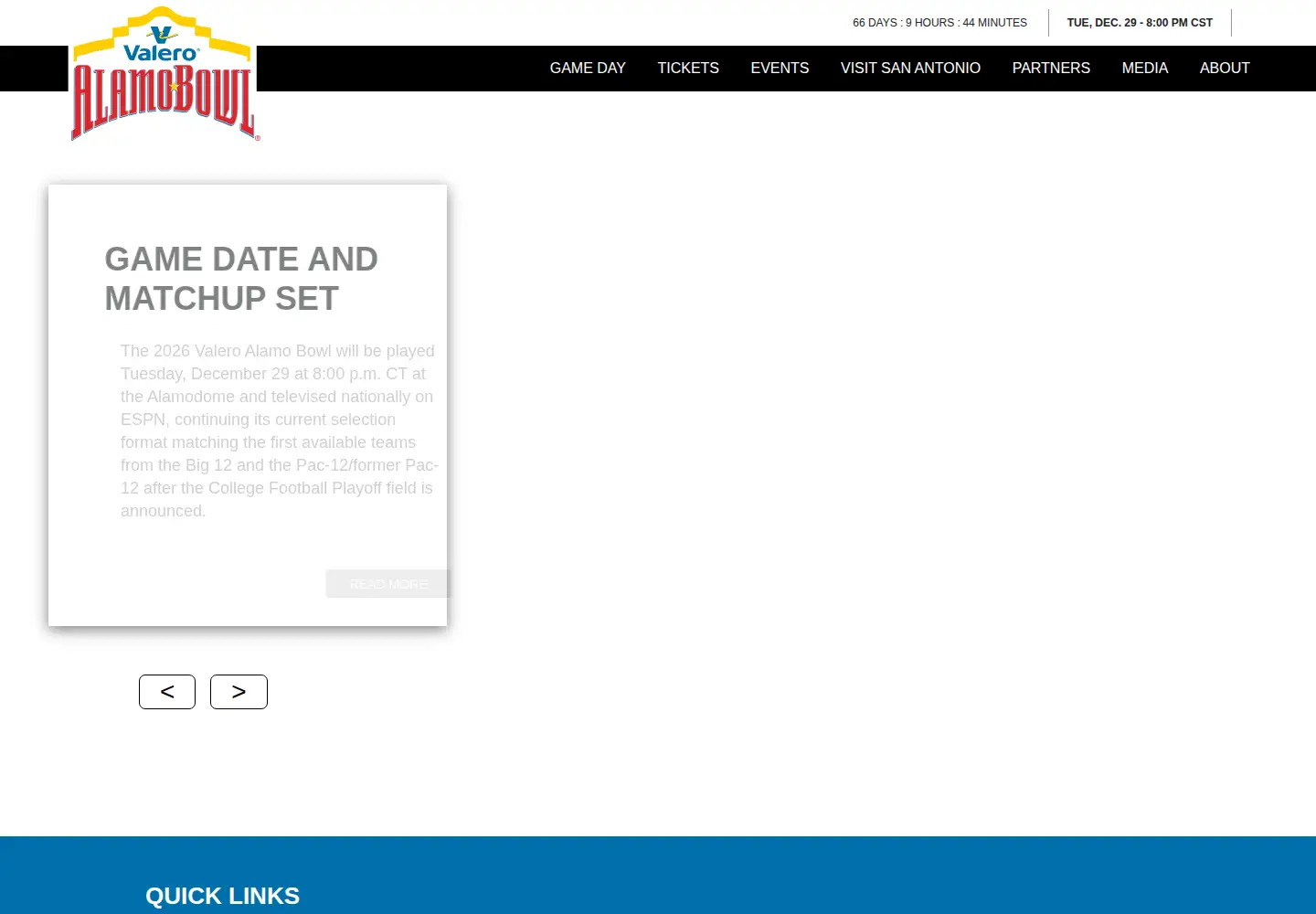Captured homepage of alamobowl.com in the current scan