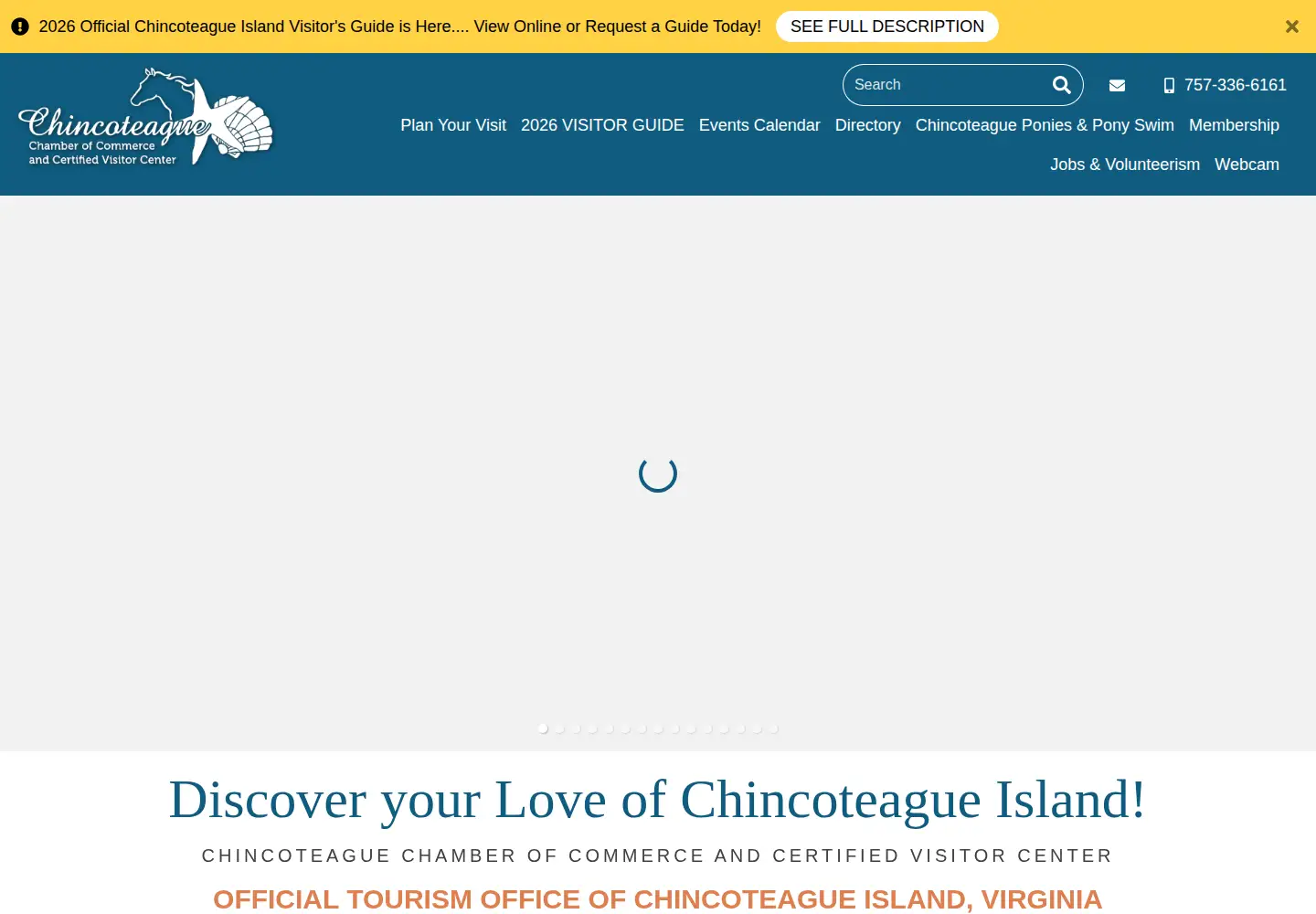 Captured homepage of chincoteaguechamber.com in the current scan
