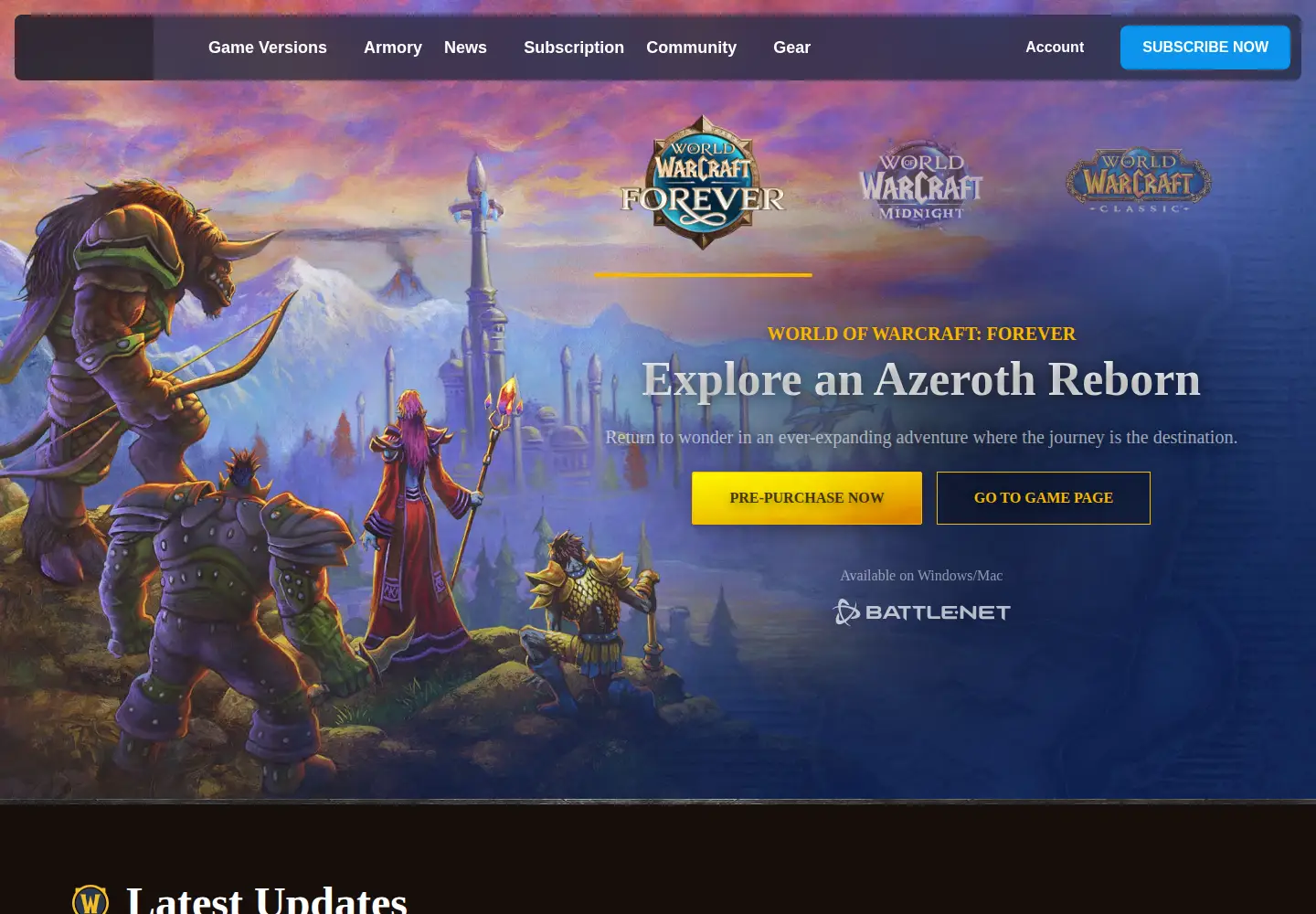 Screenshot of wowarmory.com