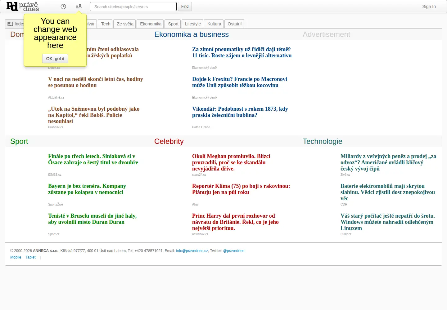 Screenshot of pravednes.cz
