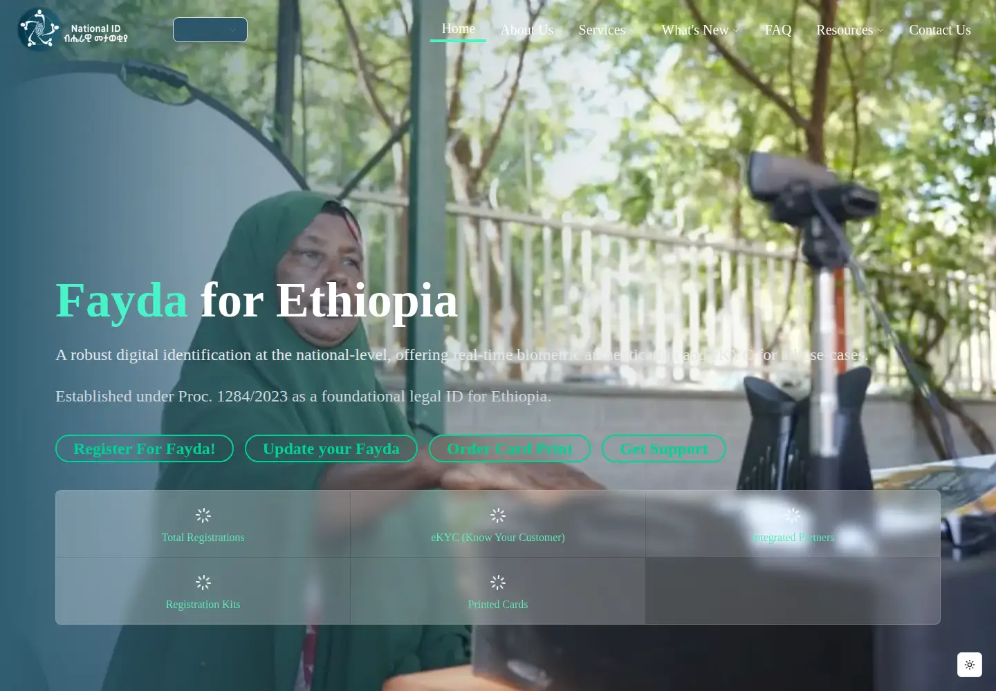 Captured homepage of id.gov.et in the current scan