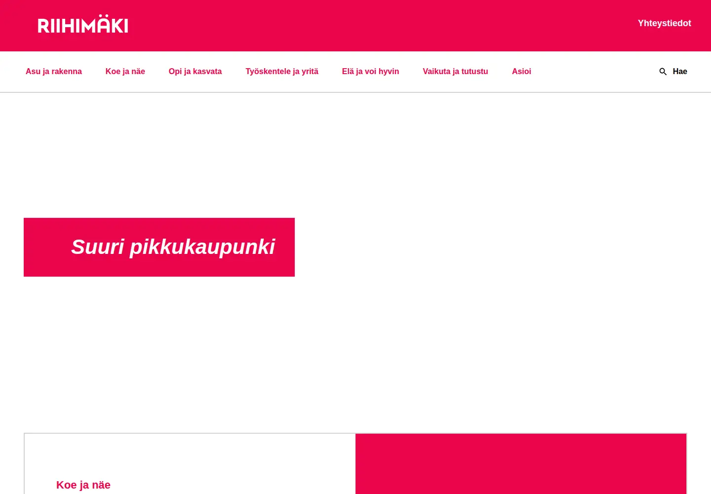 Captured homepage of riihimaki.fi in the current scan