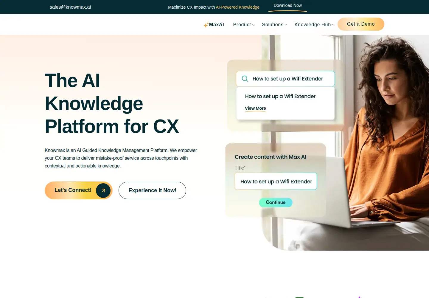 Captured homepage of knowmax.ai in the current scan