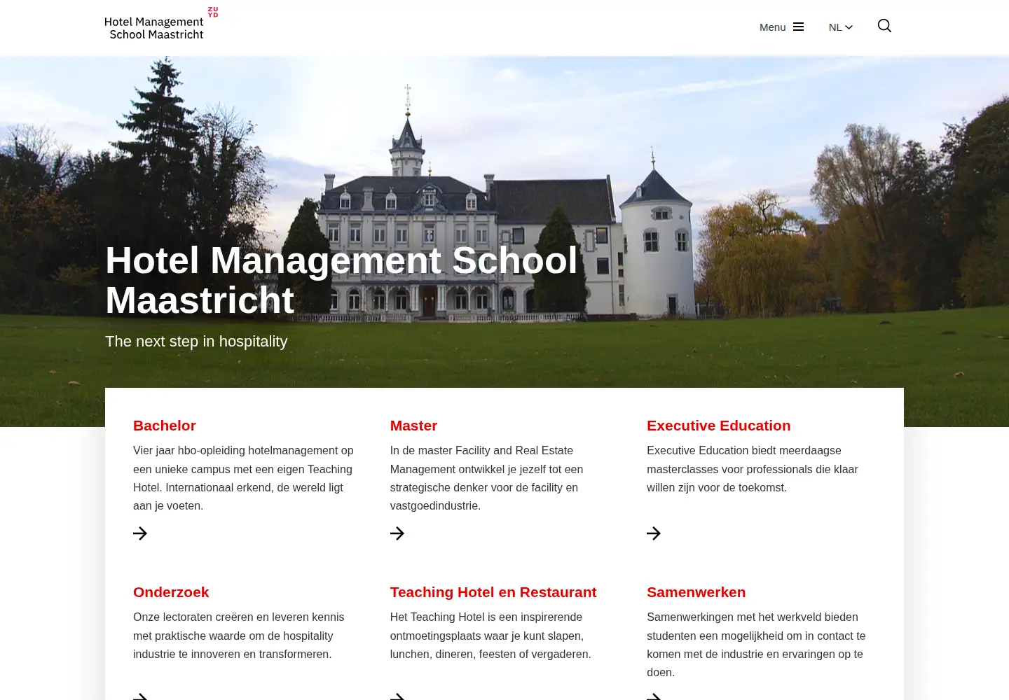Screenshot of hotelschoolmaastricht.nl