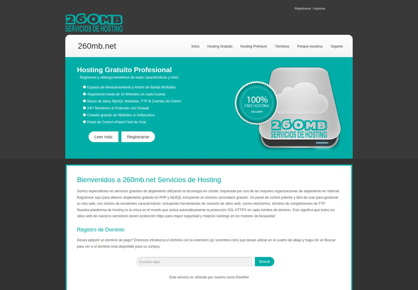 Captured homepage of 260mb.net in the current scan