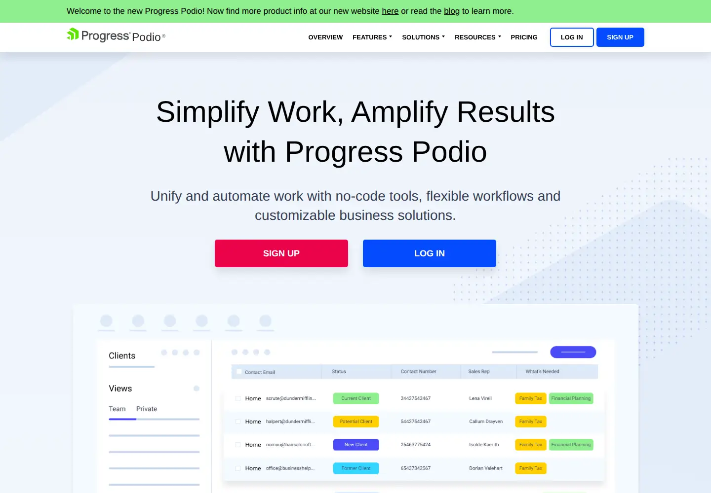 Screenshot of podio.com