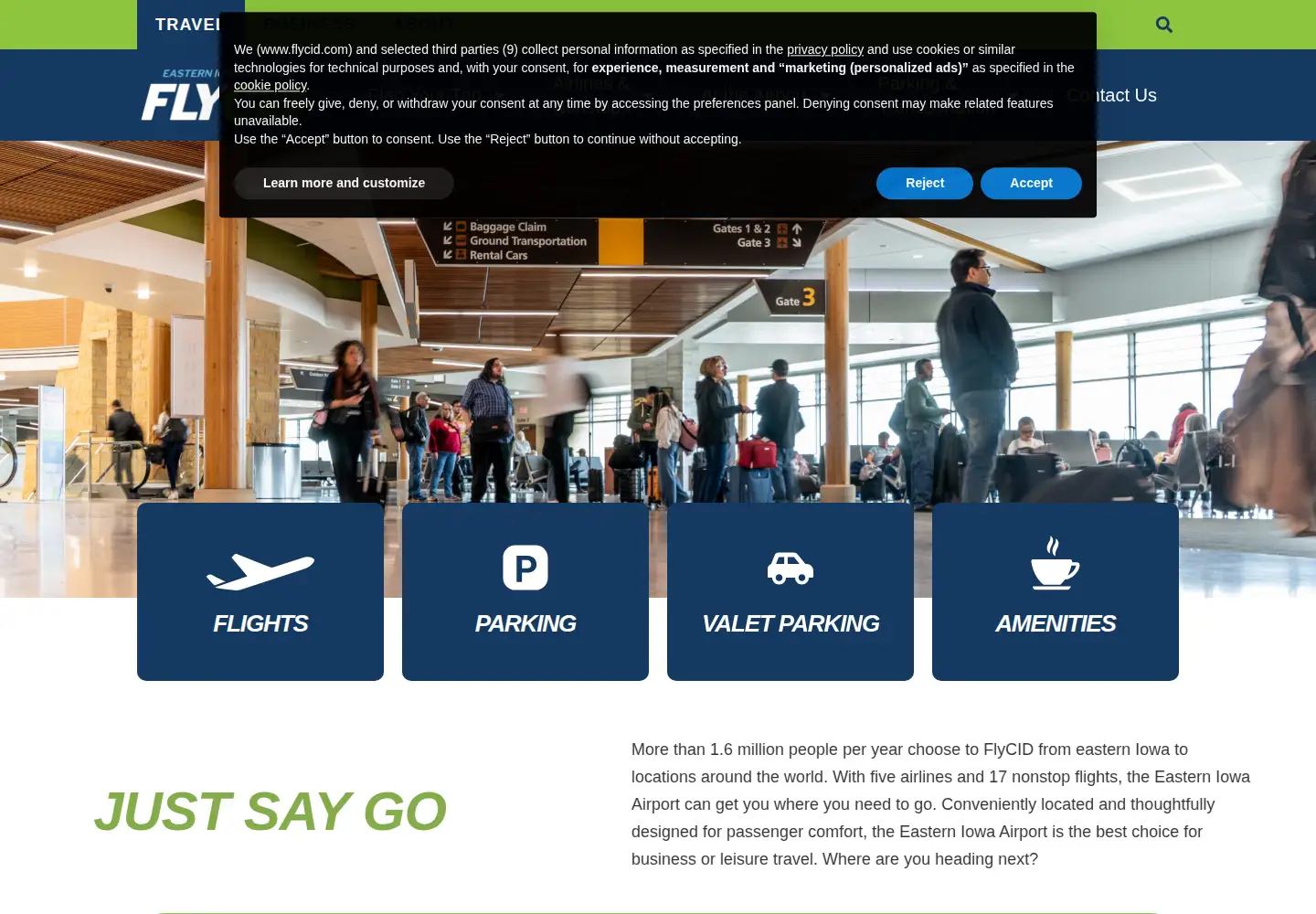 Screenshot of eiairport.org