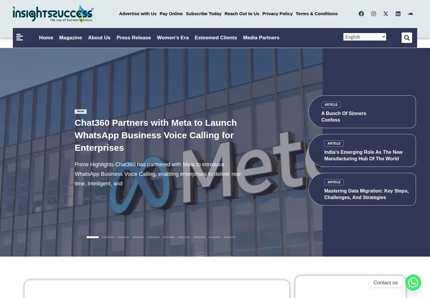 Captured homepage of insightssuccess.in in the current scan