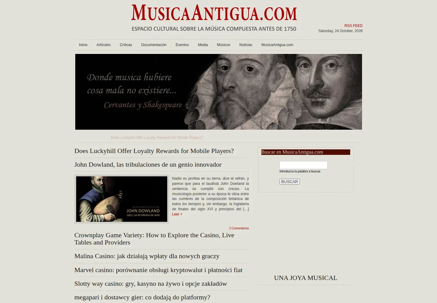 Captured homepage of musicaantigua.com in the current scan
