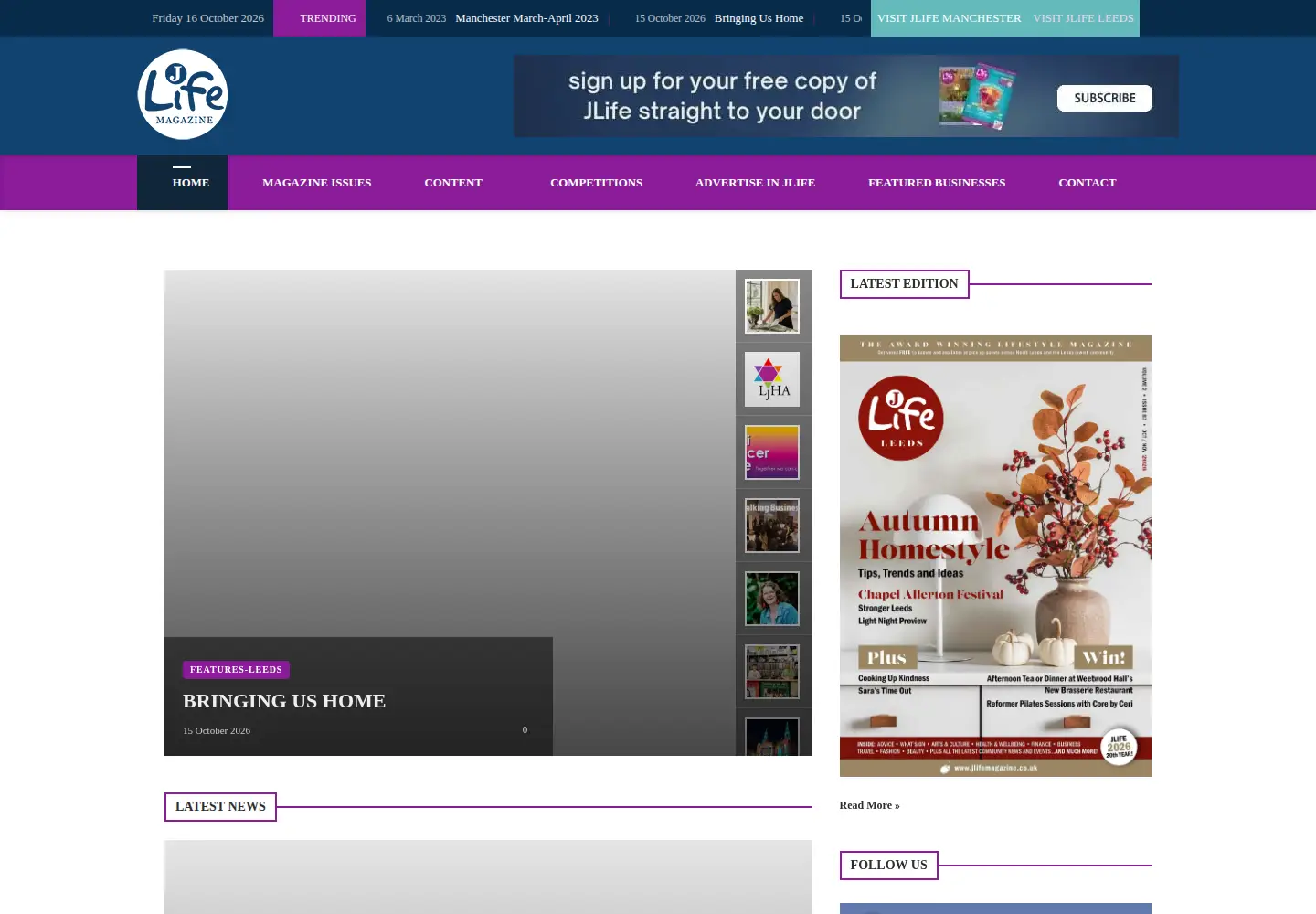 Captured homepage of jlifemagazine.co.uk in the current scan