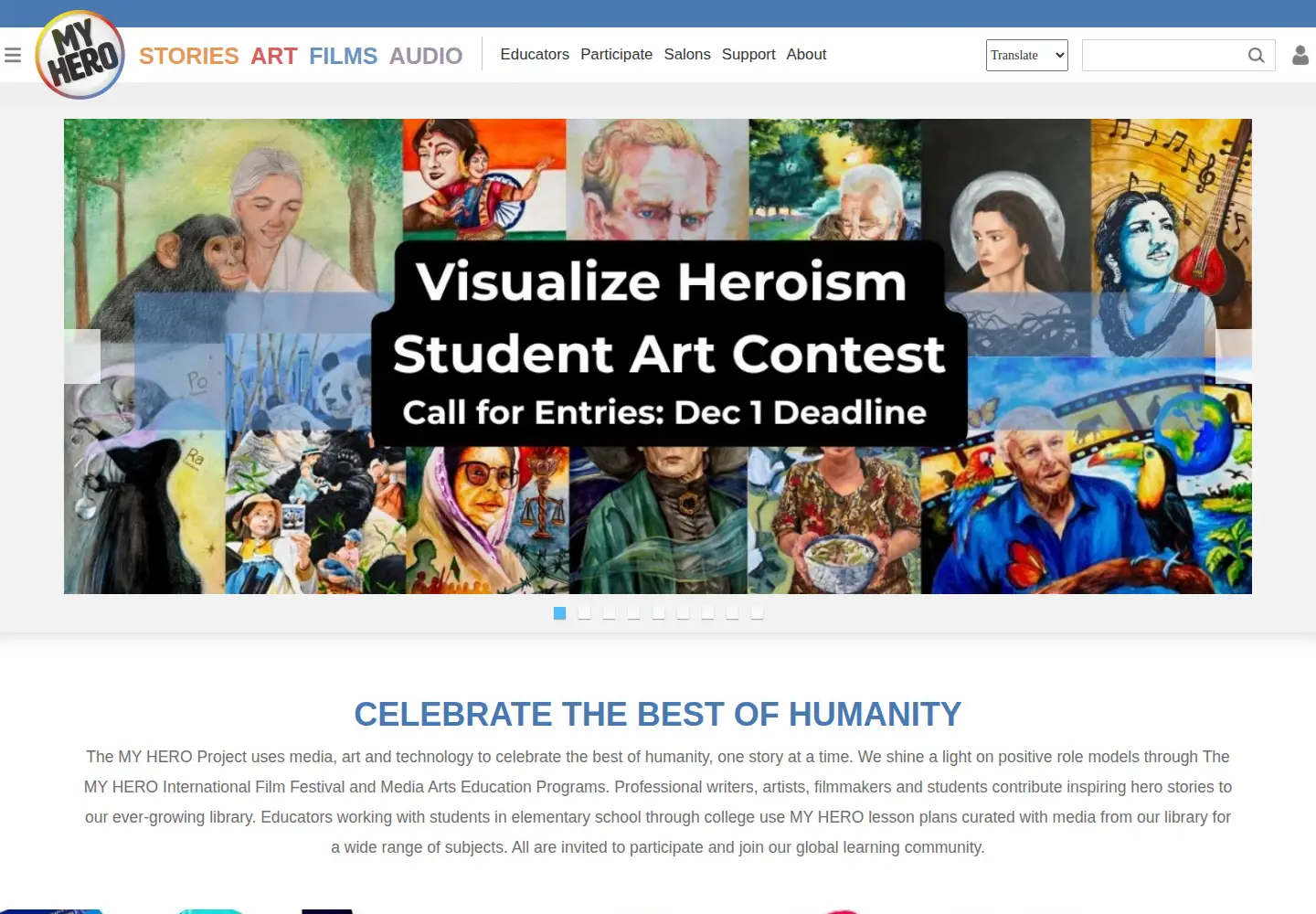 Captured homepage of myhero.com in the current scan