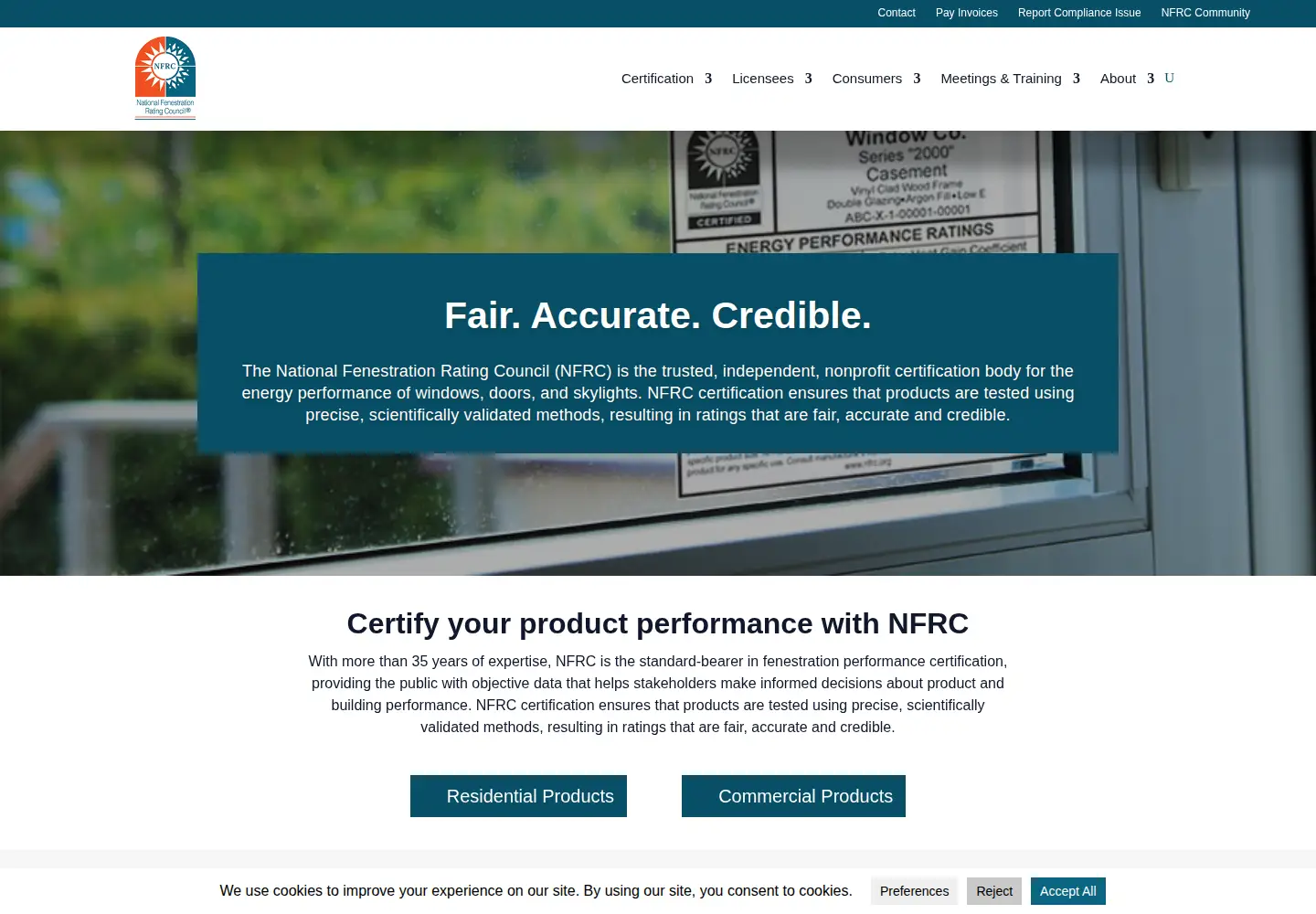 Screenshot of nfrc.org