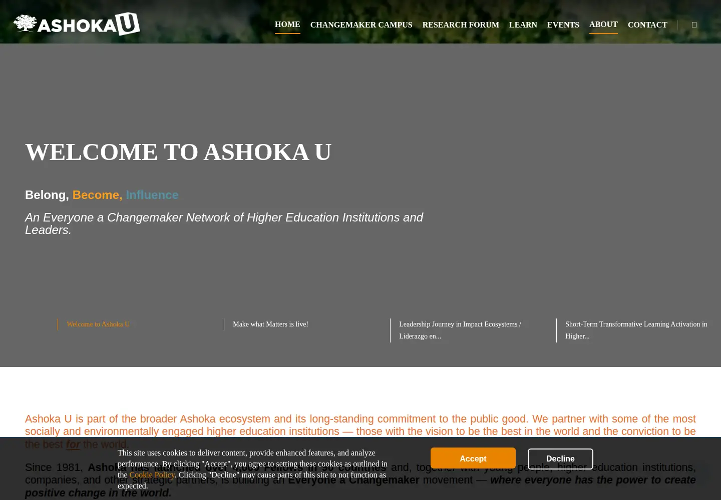 Captured homepage of ashokau.org in the current scan
