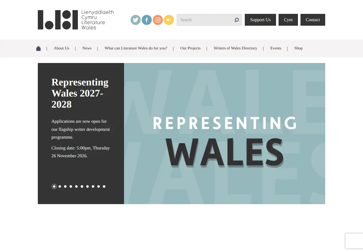 Captured homepage of llenyddiaethcymru.org in the current scan