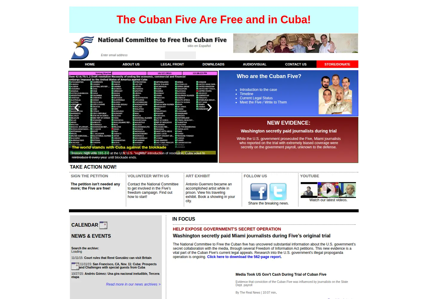Screenshot of freethefive.org