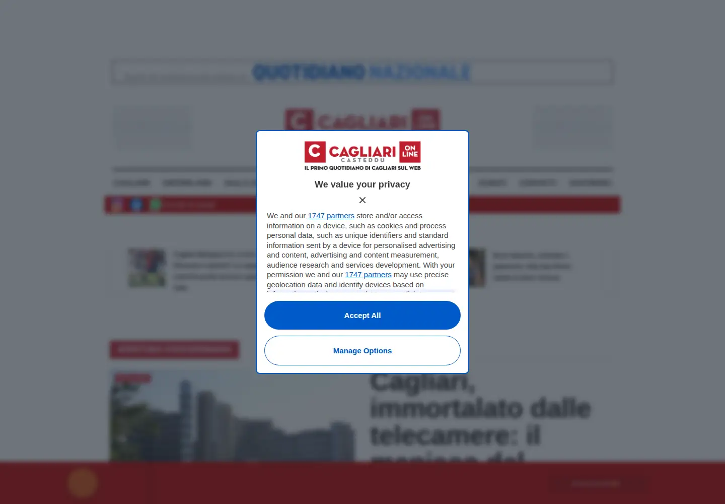 Captured homepage of castedduonline.it in the current scan