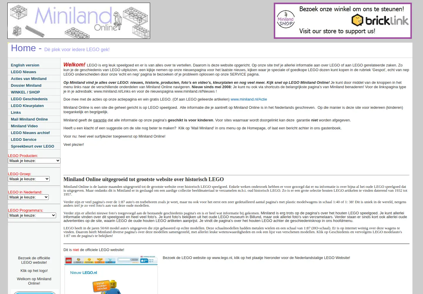 Screenshot of miniland.nl