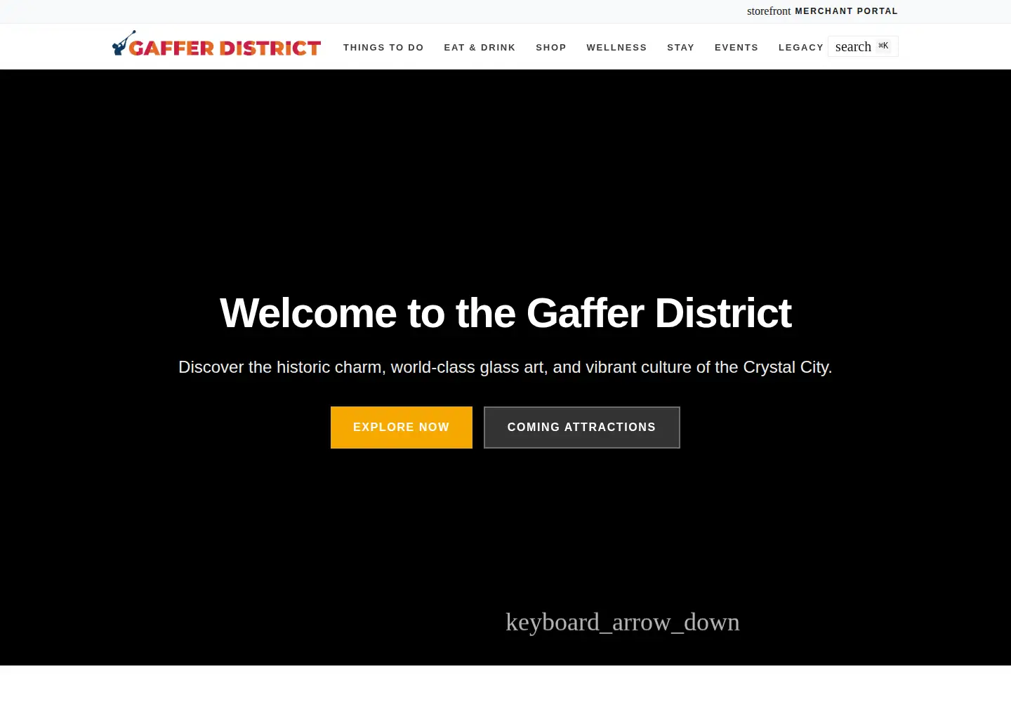 Captured homepage of gafferdistrict.com in the current scan
