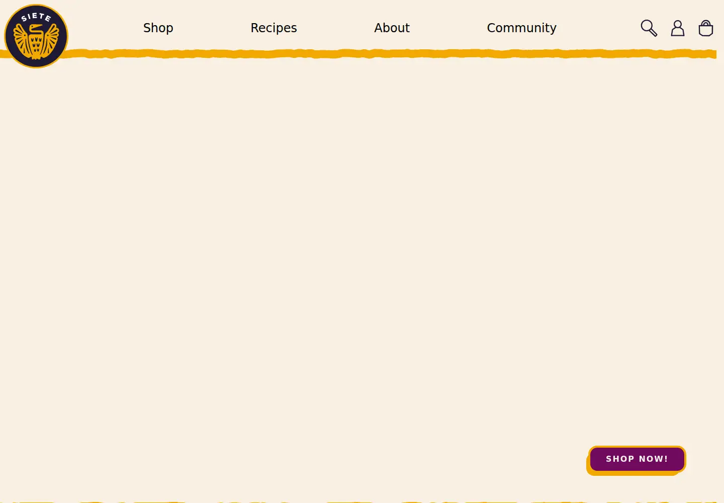 Captured homepage of sietefoods.com in the current scan