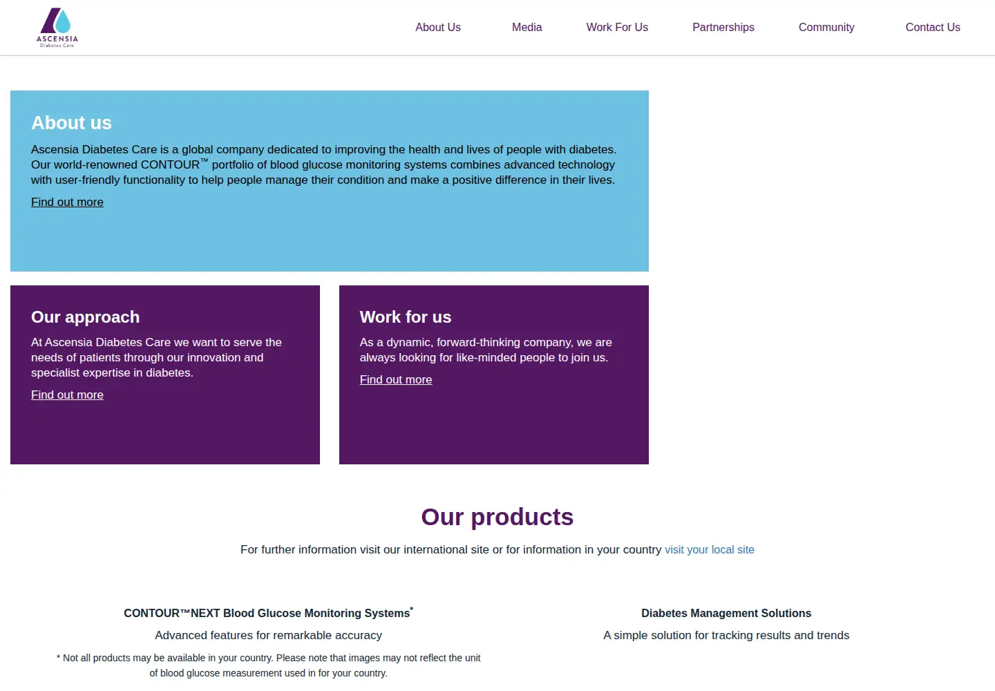 Screenshot of ascensia.com