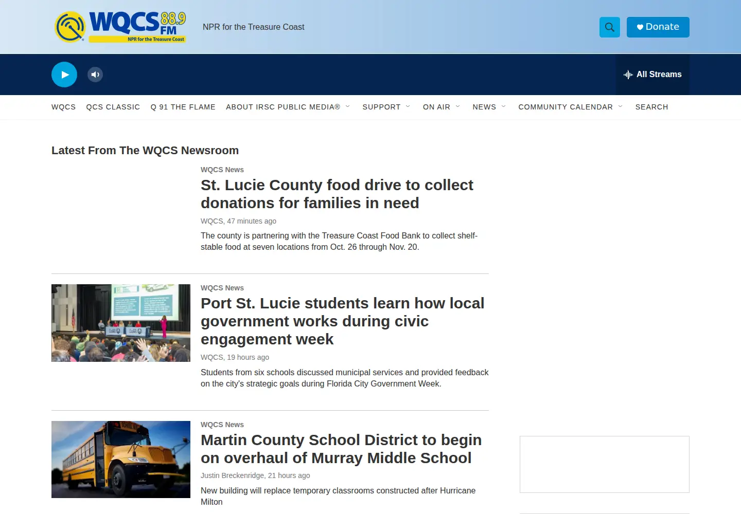 Screenshot of wqcs.org