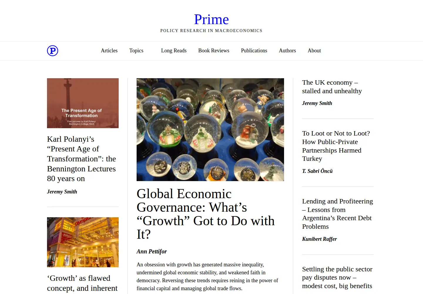 Captured homepage of primeeconomics.org in the current scan