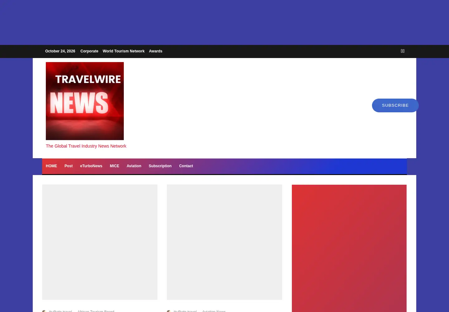 Captured homepage of travelwirenews.com in the current scan