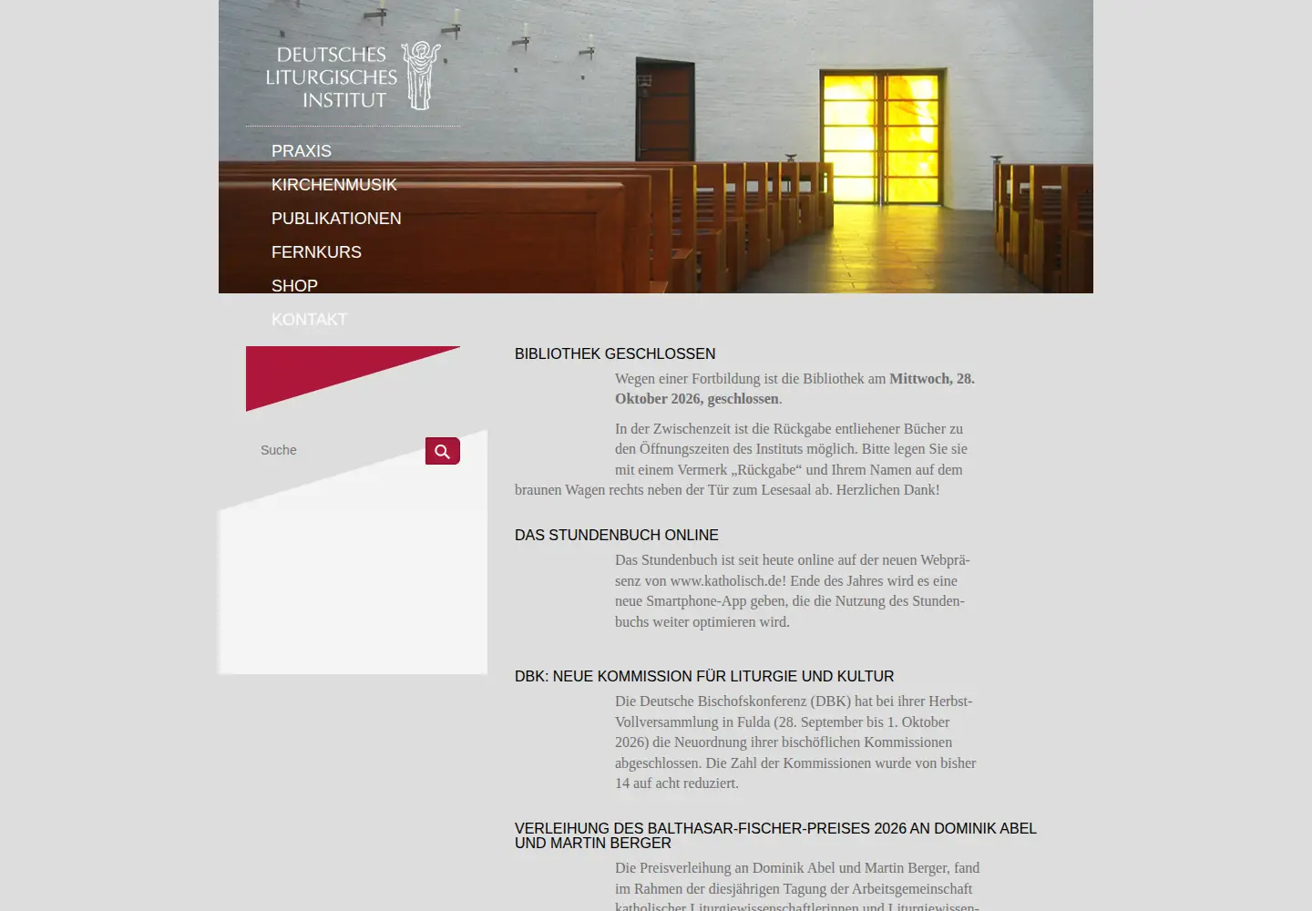 Captured homepage of liturgie.de in the current scan