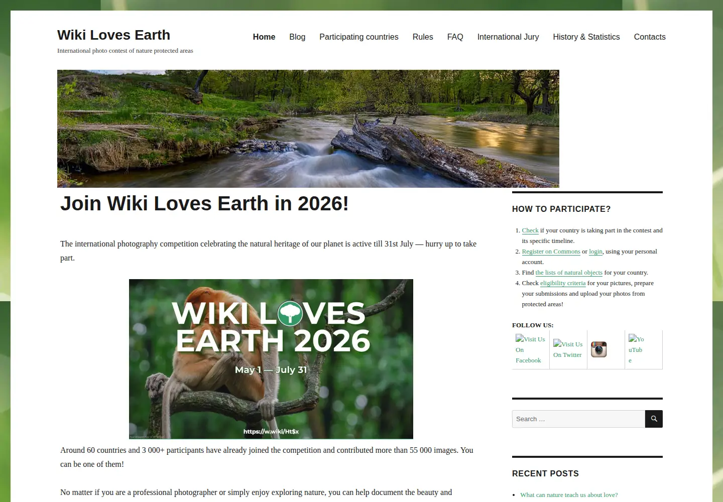 Screenshot of wikilovesearth.org