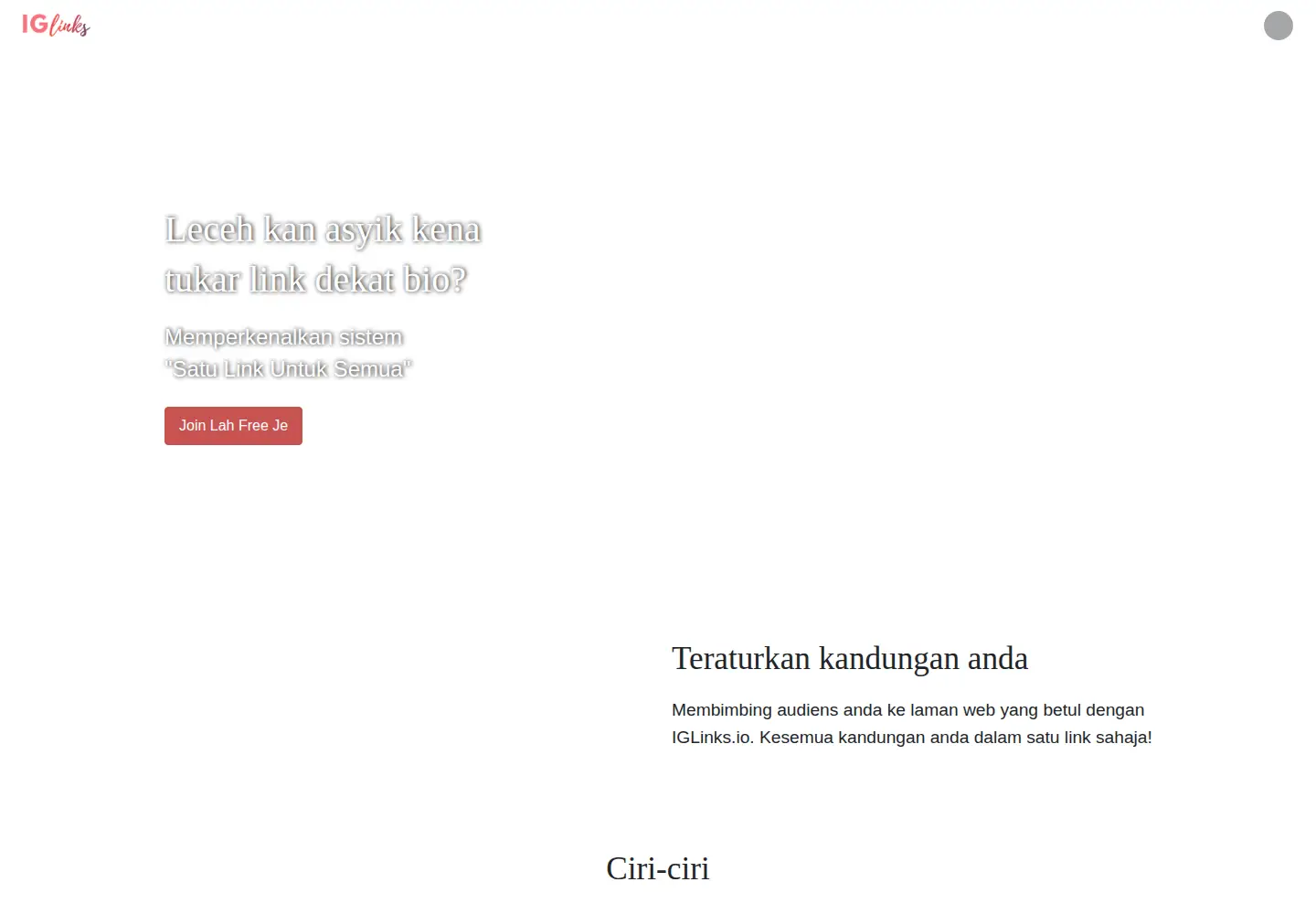 Screenshot of iglinks.io