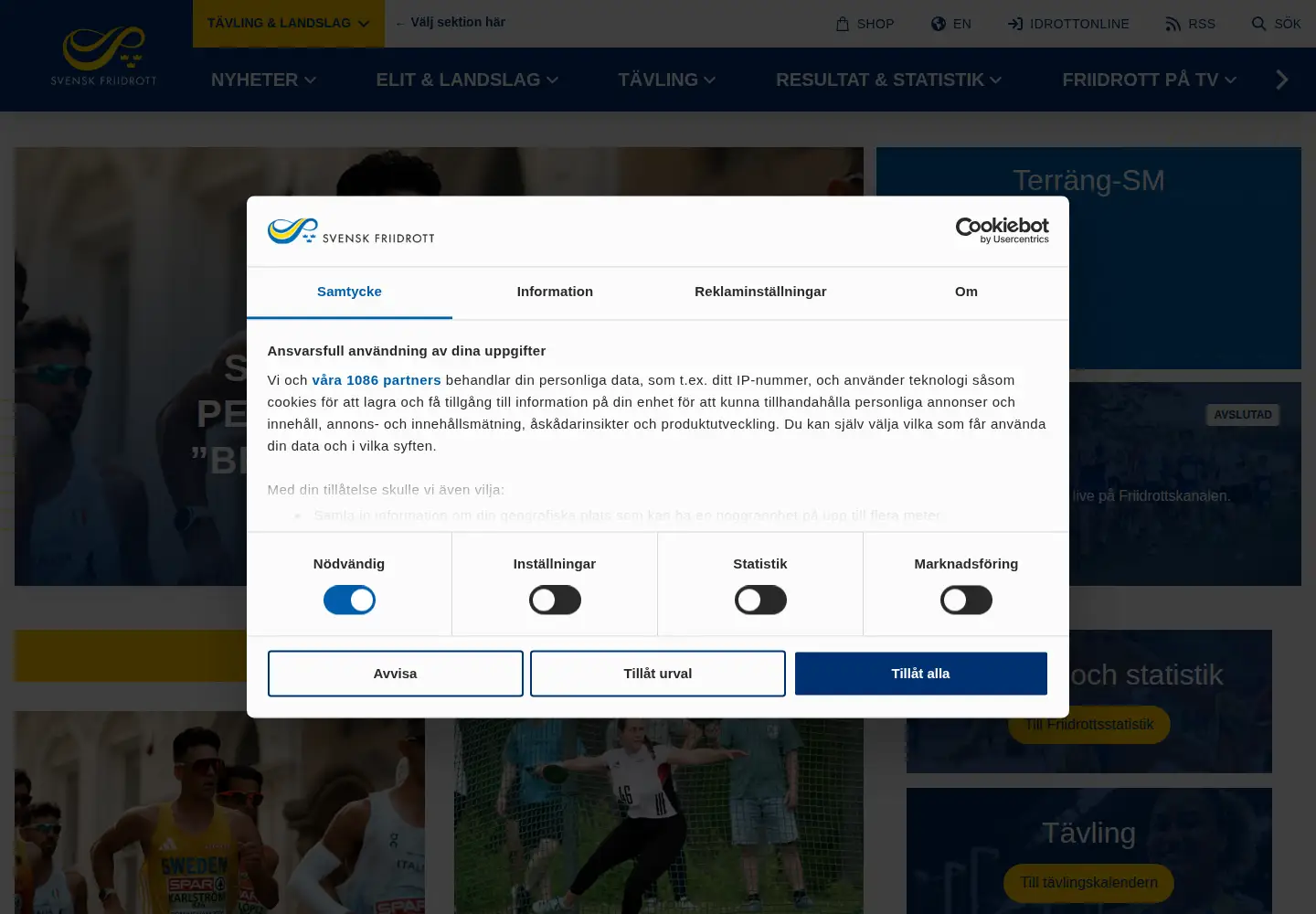 Screenshot of friidrott.se