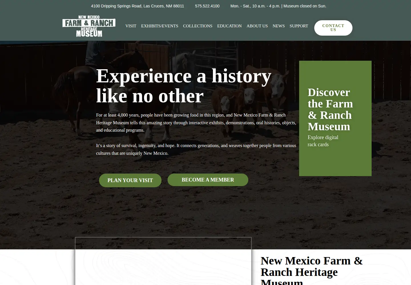 Captured homepage of nmfarmandranchmuseum.org in the current scan
