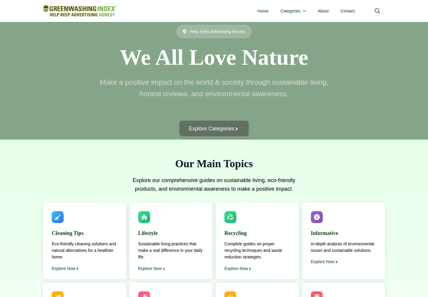 Screenshot of greenwashingindex.com