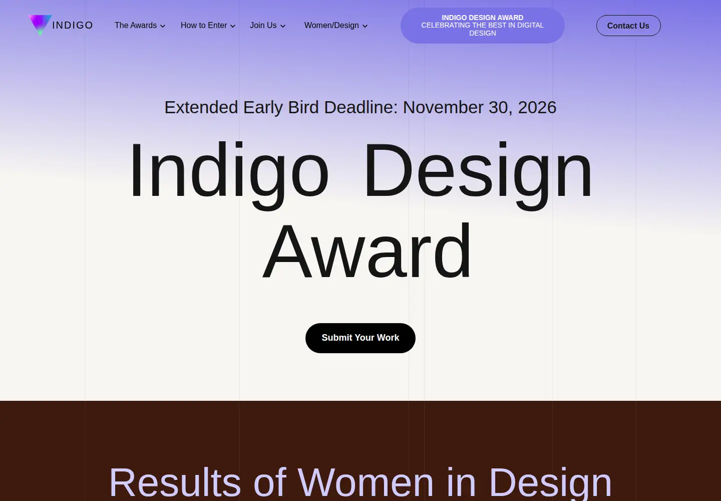 Captured homepage of indigoaward.com in the current scan