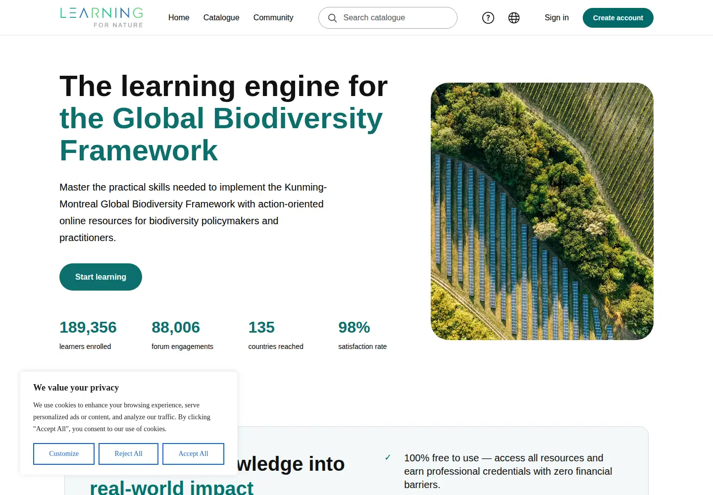 Screenshot of learningfornature.org
