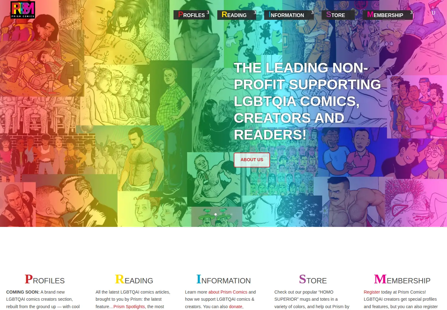 Screenshot of prismcomics.org