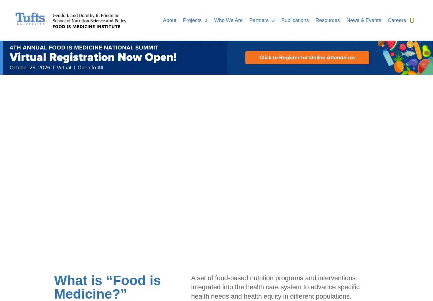 Screenshot of tuftsfoodismedicine.org